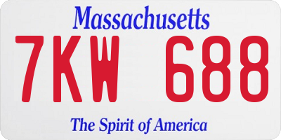 MA license plate 7KW688