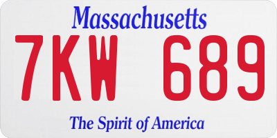 MA license plate 7KW689