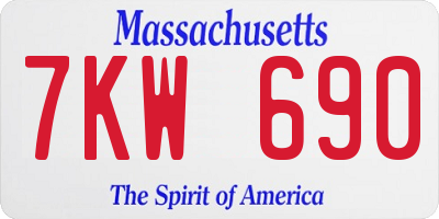 MA license plate 7KW690