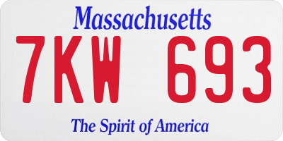 MA license plate 7KW693