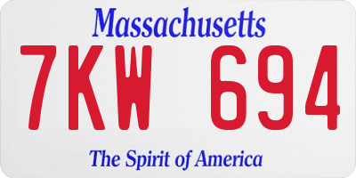 MA license plate 7KW694