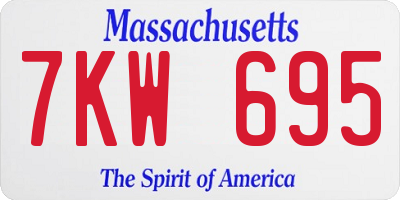 MA license plate 7KW695
