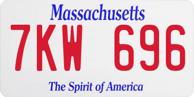 MA license plate 7KW696