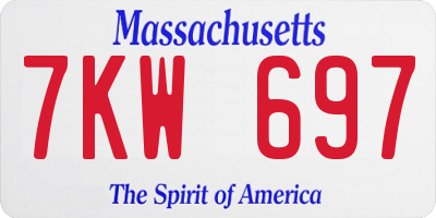 MA license plate 7KW697
