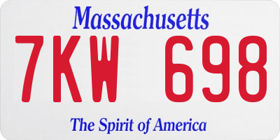 MA license plate 7KW698