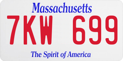 MA license plate 7KW699