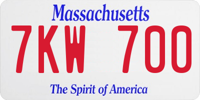 MA license plate 7KW700