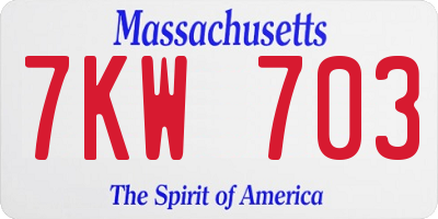 MA license plate 7KW703