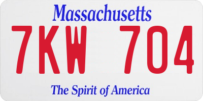 MA license plate 7KW704