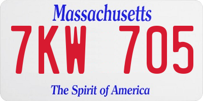 MA license plate 7KW705