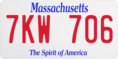 MA license plate 7KW706
