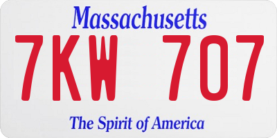 MA license plate 7KW707