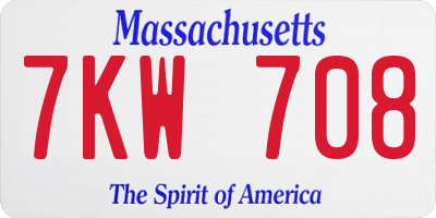 MA license plate 7KW708