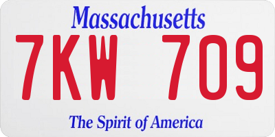 MA license plate 7KW709
