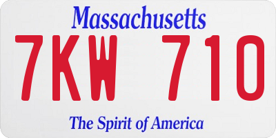 MA license plate 7KW710