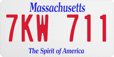 MA license plate 7KW711