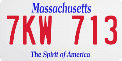 MA license plate 7KW713