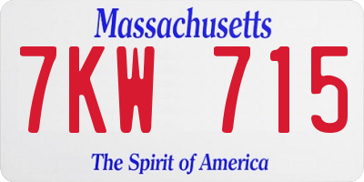 MA license plate 7KW715