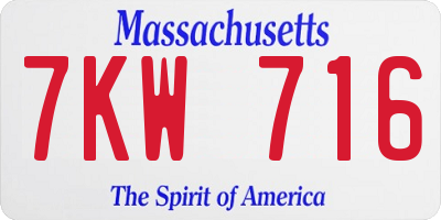 MA license plate 7KW716