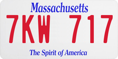 MA license plate 7KW717