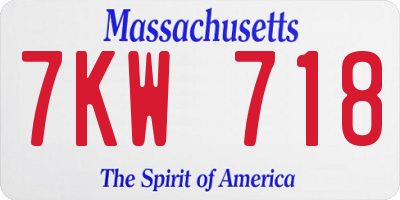 MA license plate 7KW718