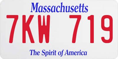 MA license plate 7KW719