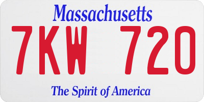 MA license plate 7KW720