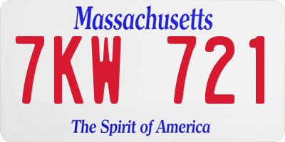 MA license plate 7KW721
