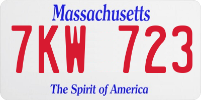 MA license plate 7KW723