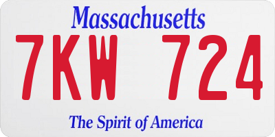 MA license plate 7KW724
