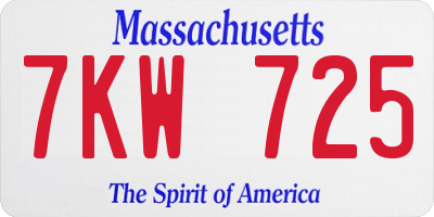 MA license plate 7KW725