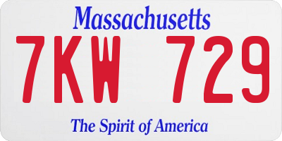 MA license plate 7KW729