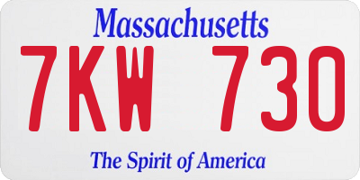 MA license plate 7KW730