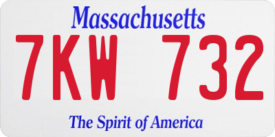 MA license plate 7KW732