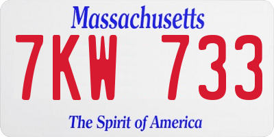MA license plate 7KW733