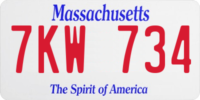 MA license plate 7KW734