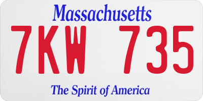 MA license plate 7KW735