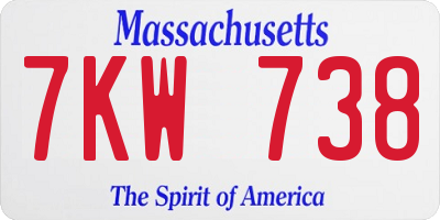 MA license plate 7KW738