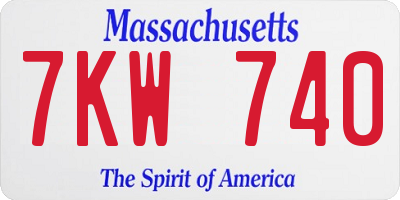 MA license plate 7KW740