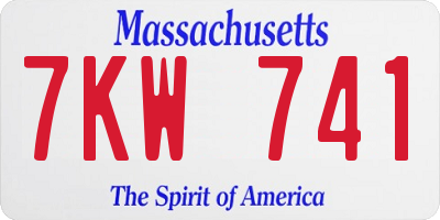 MA license plate 7KW741