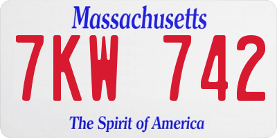 MA license plate 7KW742
