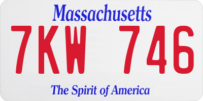 MA license plate 7KW746