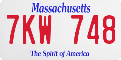 MA license plate 7KW748