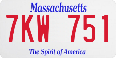 MA license plate 7KW751