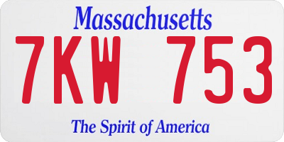 MA license plate 7KW753