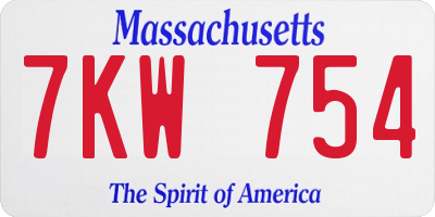 MA license plate 7KW754