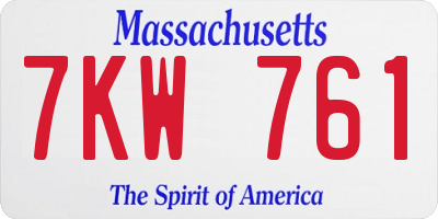 MA license plate 7KW761