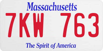 MA license plate 7KW763