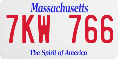 MA license plate 7KW766