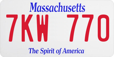 MA license plate 7KW770